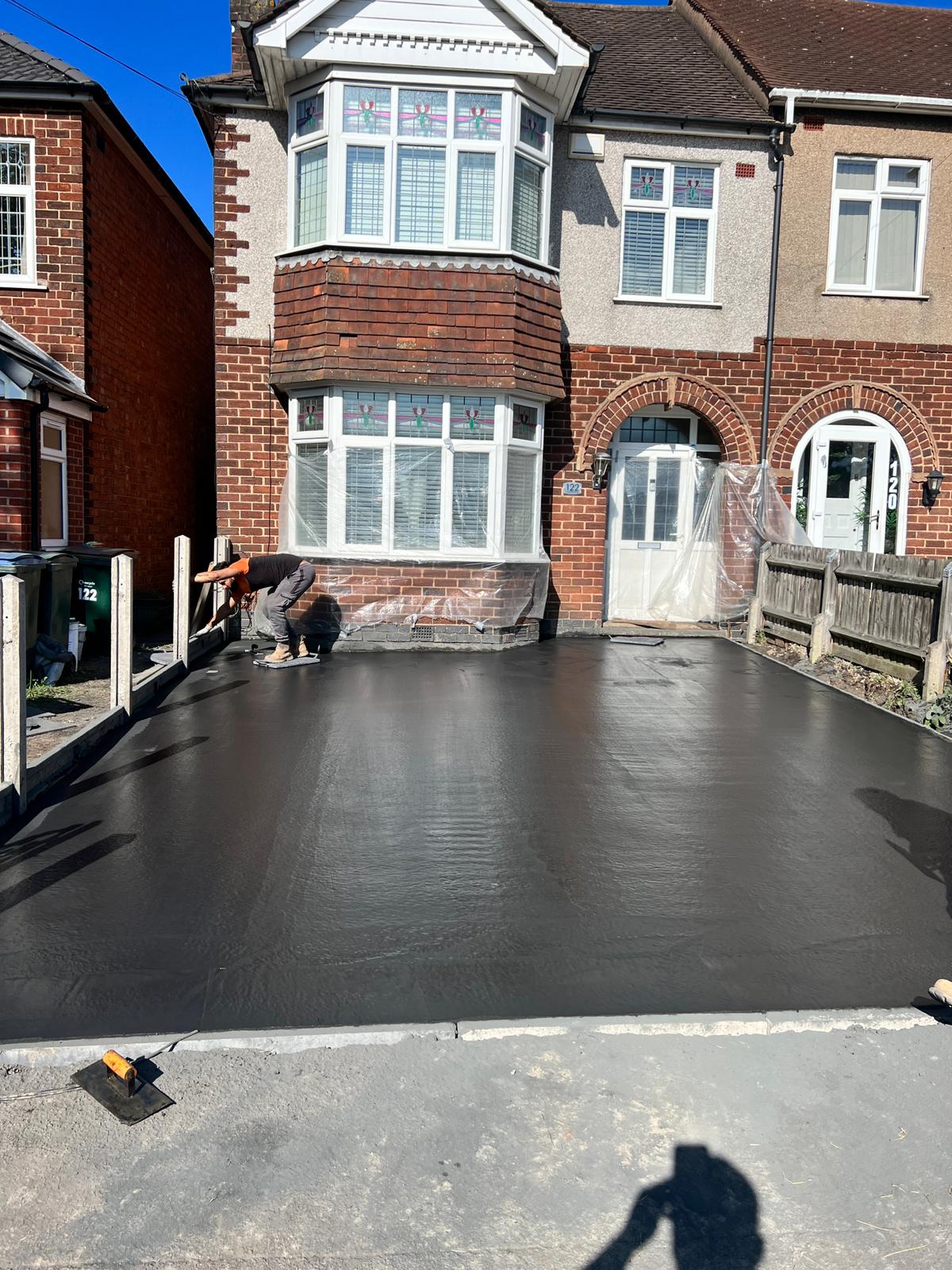 Concrete laying in progress by Toor Concrete Driveways team